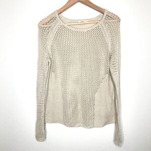 Silence + noise cream open weave sweater Small